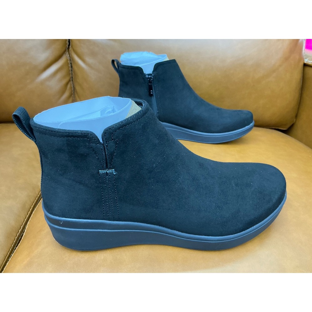 Ryka Lovely Wedge Ankle Boots Women 10 Black Water Repellent Zip